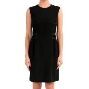 Maison Margiela Wool Blend Corset Sheath Dress Black Size 44 IT US 8 Goth Pleats